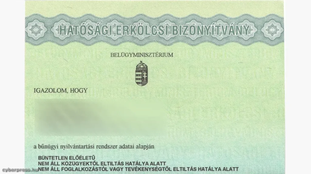 Erkölcsi bizonyítvány mennyibe kerül?