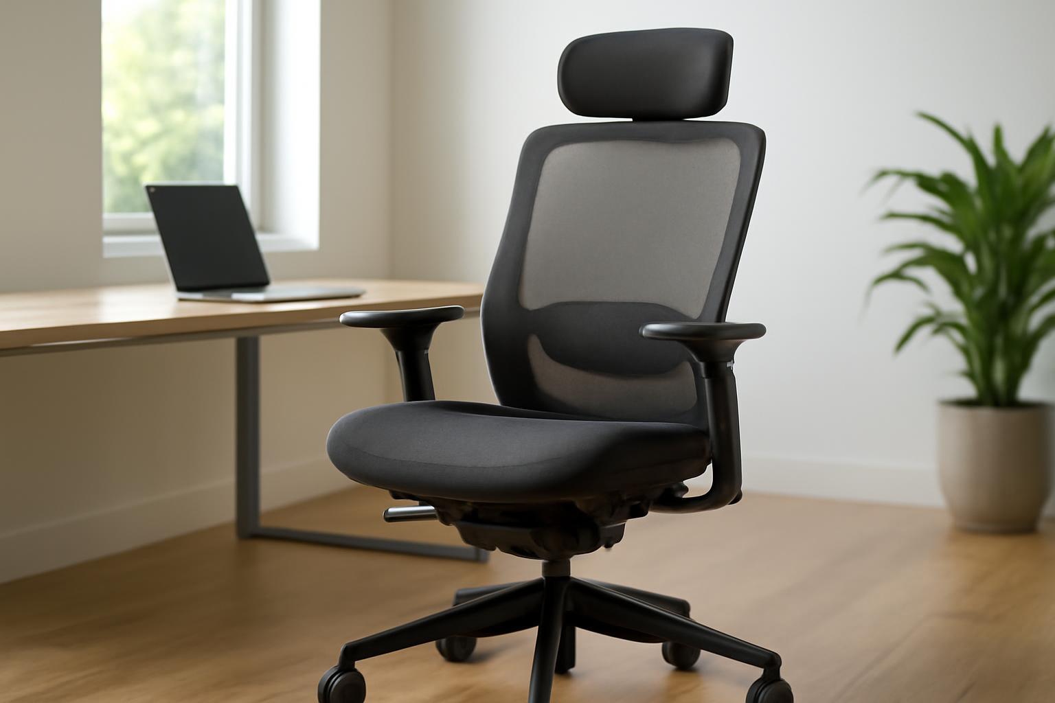 Ergonomikus irodai szék, modern dizájnnal, kényelmes háttámlával és karfákkal.