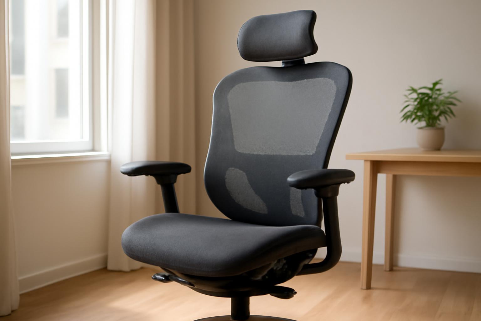 Egy ergonomikus szék, amely kényelmes támaszt nyújt a hát számára.