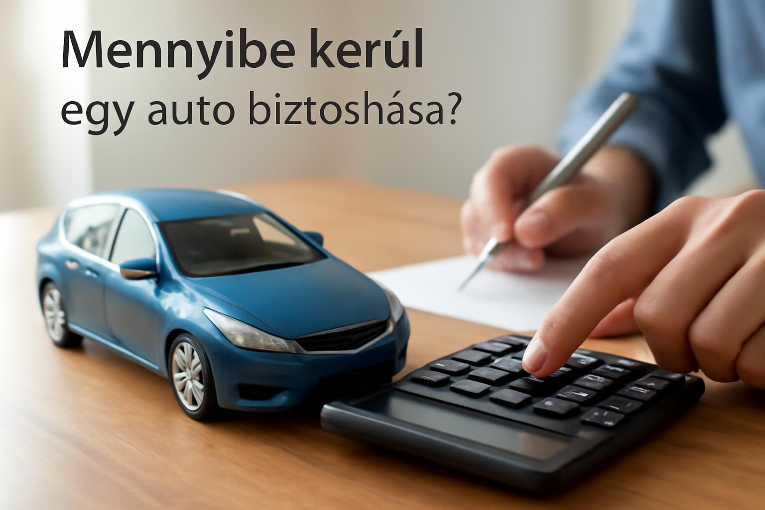 Egy kék autómodell és egy számológép látható egy asztalon, miközben valaki számol.